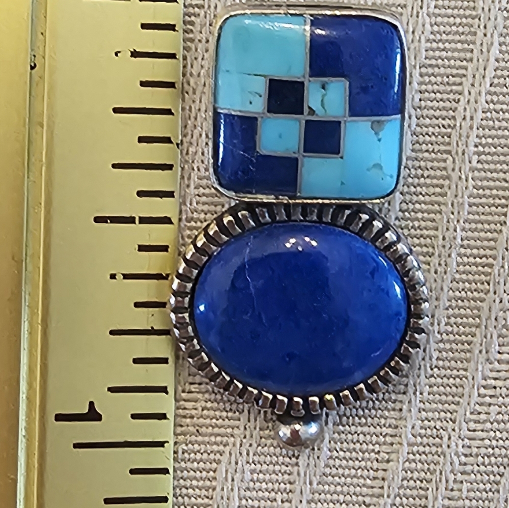 Relios By Carolyn Pollack Sterling Silver w/Turquoise & Lapis Lazuli Stones - Picture 3 of 5